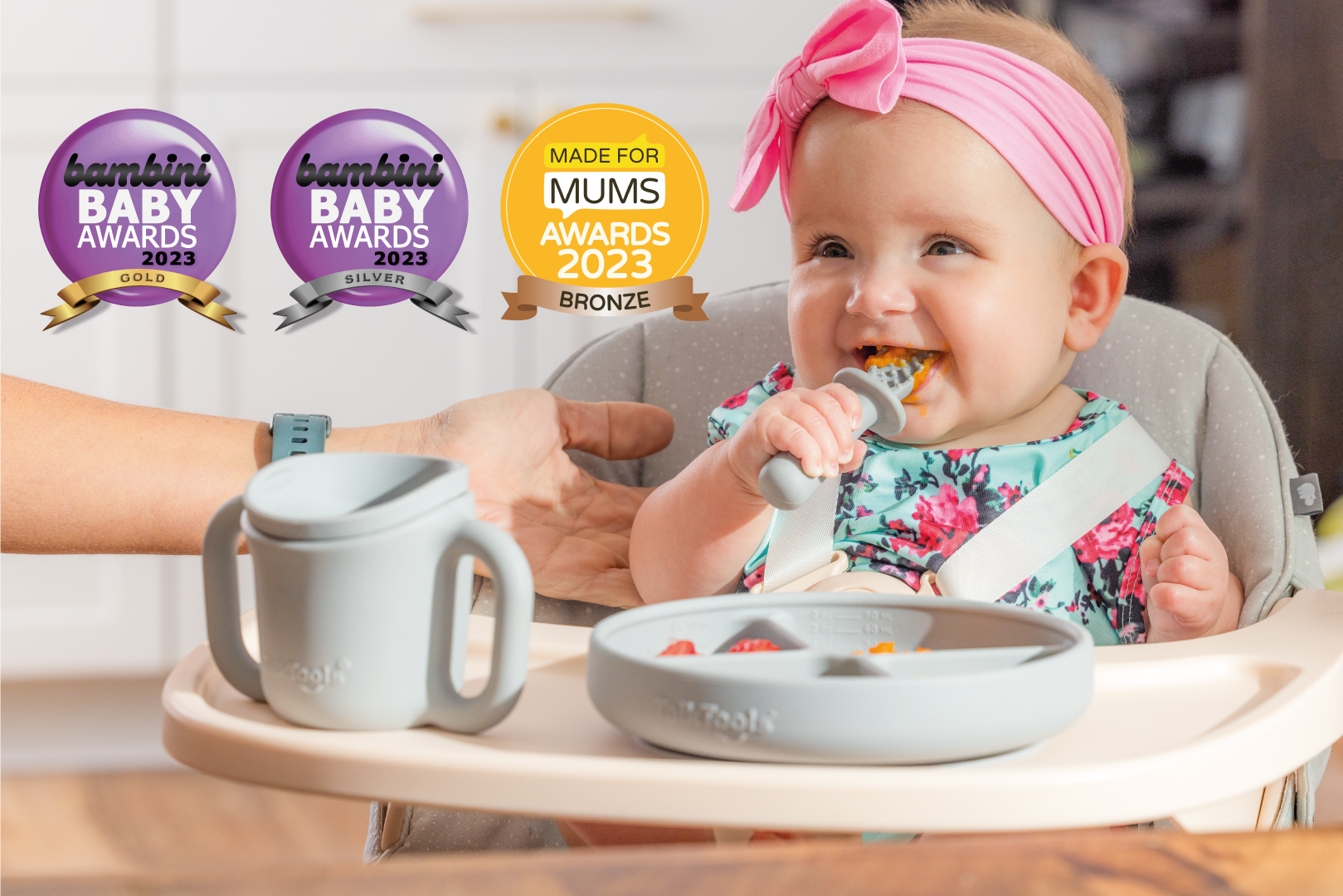 TalkTools Itsy Bundle kit svezzamento silicone tazza cucchiai piatto