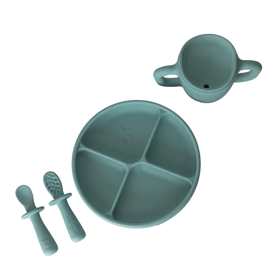 TalkTools Itsy Bundle kit svezzamento silicone tazza cucchiai piatto