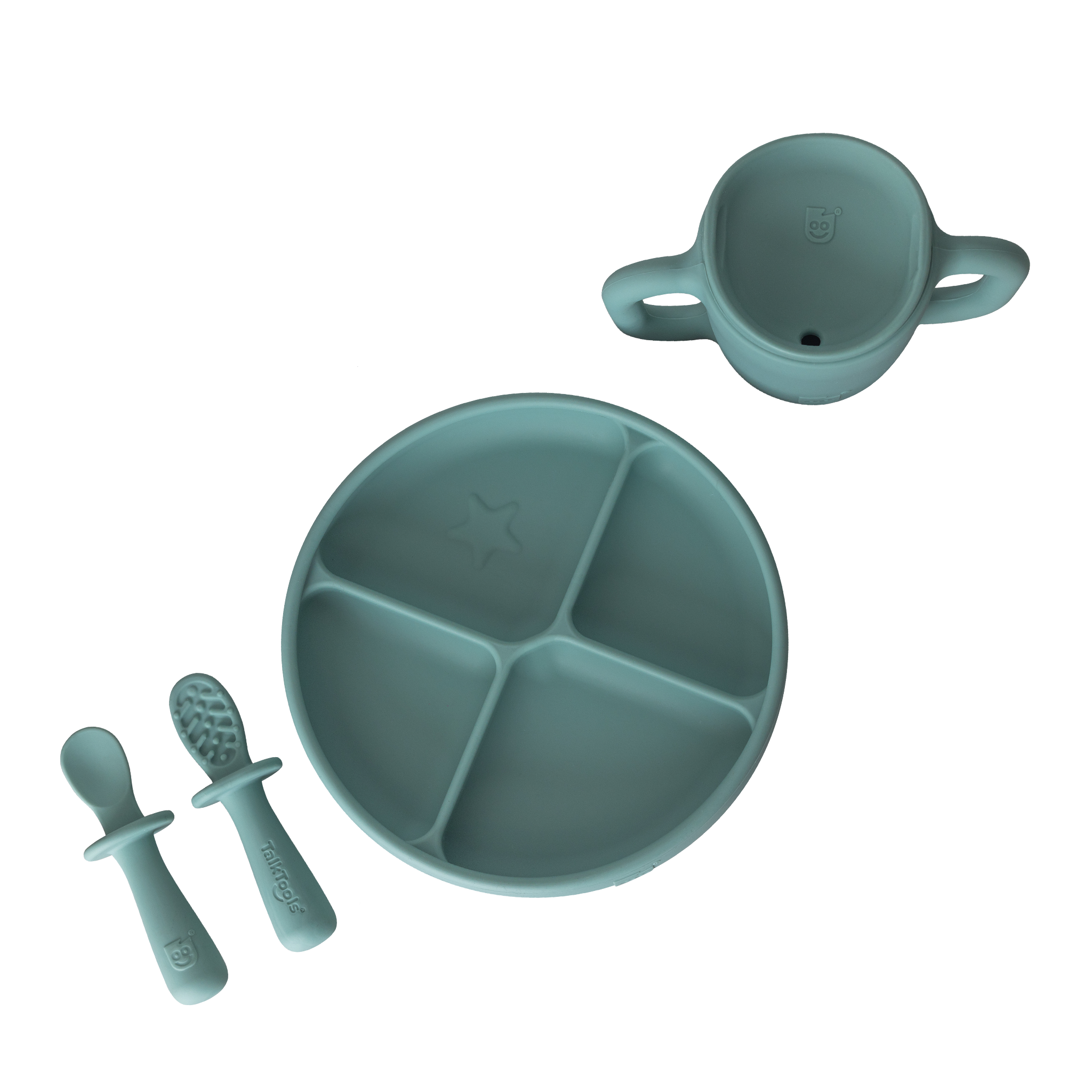 TalkTools Itsy Bundle kit svezzamento silicone tazza cucchiai piatto