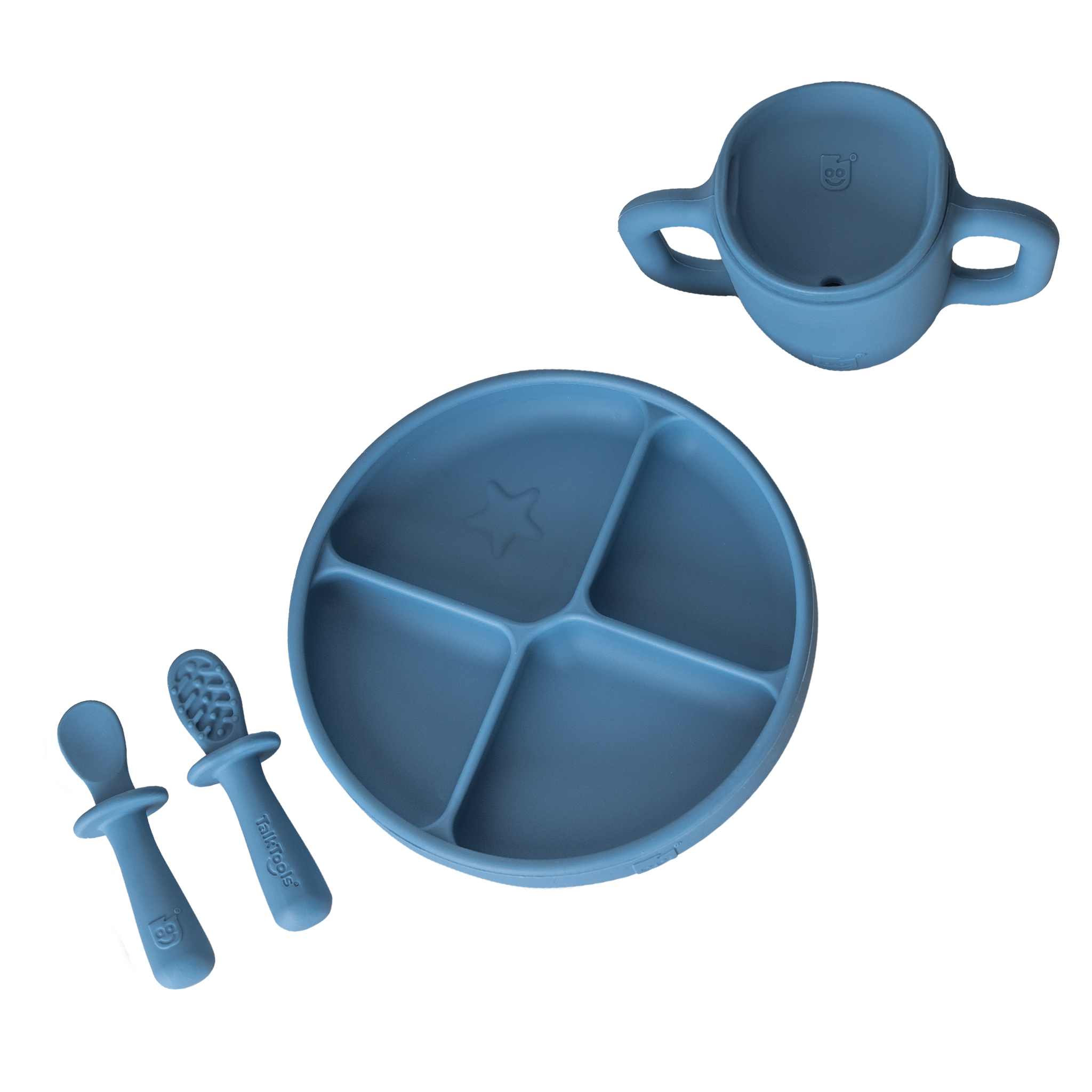TalkTools Itsy Bundle kit svezzamento silicone tazza cucchiai piatto